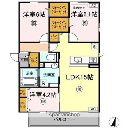 Ｐａｒａｓ[3LDK/73.7m2]の間取図