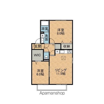 ウィルスクエア　Ｂ[2LDK/55.44m2]の間取図