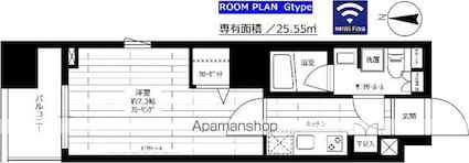 ステージグランデ菊川[1K/25.55m2]の間取図
