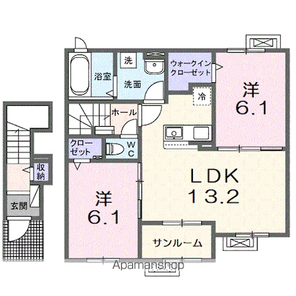 フローラ長浜[2LDK/64.99m2]の間取図
