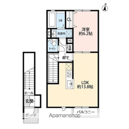 アムールＫＥＮ[1LDK/49.6m2]の間取図