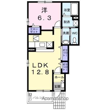 ヴィラサンタフェＡ[1LDK/46.49m2]の間取図
