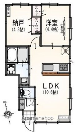 Ｌａ　Ｒ＆２３３ｓｉｄｅｎｃｅ　Ｃｈｉｃ[1SLDK/41.6m2]の間取図