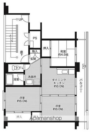 ビレッジハウス愛野２号棟[3DK/53.08m2]の間取図