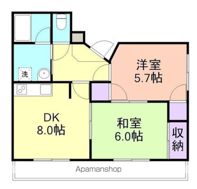 エクセル七曲マンション[2DK/44m2]の間取図