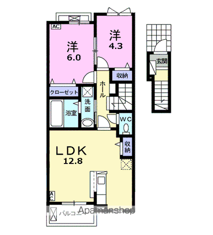 【岐阜市東鶉のアパートの間取り】