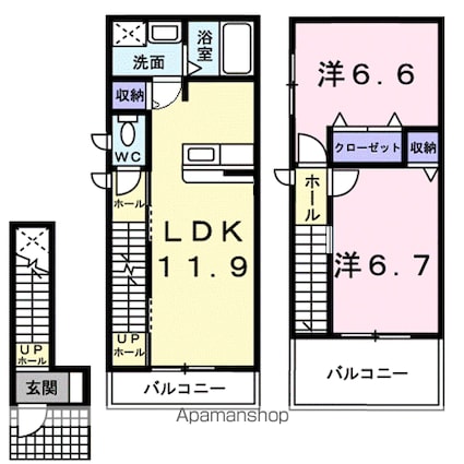 ファイン　ビュー[2LDK/62.87m2]の間取図