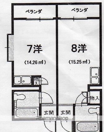 セルシオⅠ[1R/15.25m2]の間取図