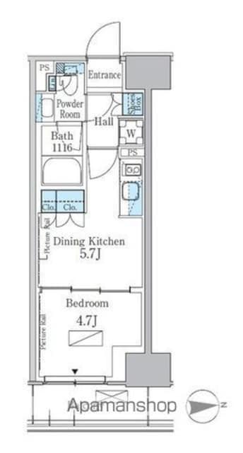 東京都新宿区百人町３丁目[1DK/26.97m2]の間取図