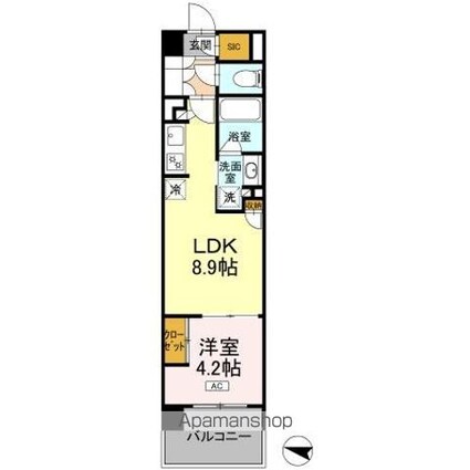 ロイヤルパークス仙台青葉通[1LDK/34.05m2]の間取図