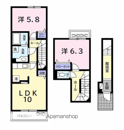 サンヴェール茂原Ｄ[2LDK/61.7m2]の間取図