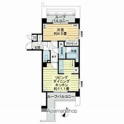 ルシェール赤坂[1LDK/43.47m2]の間取図