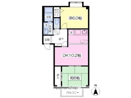 フォブール余戸東Ｂ棟[2LDK/51.21m2]の間取図