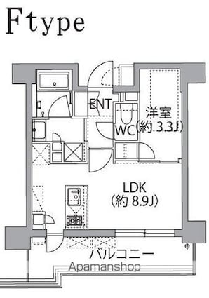 レスピール蓮根[1LDK/30.49m2]の間取図
