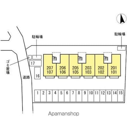 香川県高松市三条町[1LDK/45.42m2]の配置図
