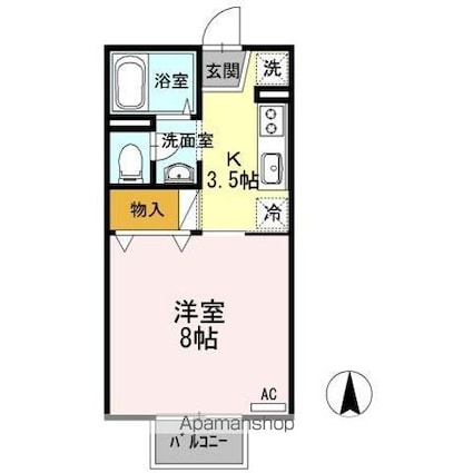 シャレード連島[1R/26.71m2]の間取図