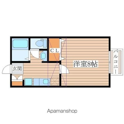 宮城県仙台市泉区南光台７丁目[1K/26.28m2]の間取図