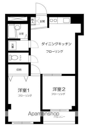 ロングアイランドガーデン[2DK/47.7m2]の間取図