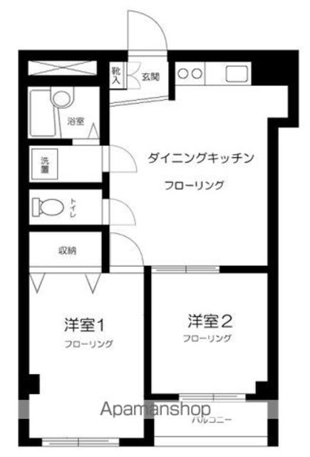 ロングアイランドガーデン[2DK/47.7m2]の間取図
