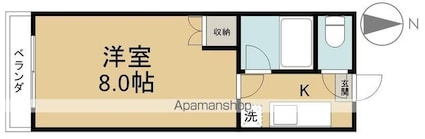 グリーンコーポラス[1K/22m2]の間取図