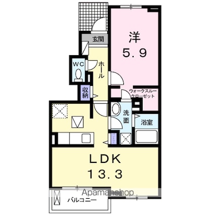 ルボヌールＢ[1LDK/49.39m2]の間取図