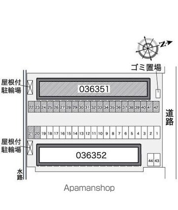 レオパレス賀庄３[1K/23.27m2]の配置図