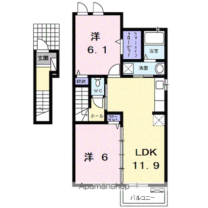 サンシャイン城南Ｂ[2LDK/56.68m2]の間取図