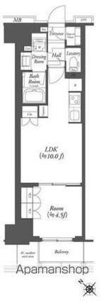 ＷＯＲＶＥ横浜伊勢佐木町[1LDK/37.74m2]の間取図