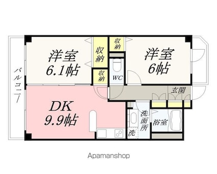岡山県岡山市南区西市[2DK/50.55m2]の間取図