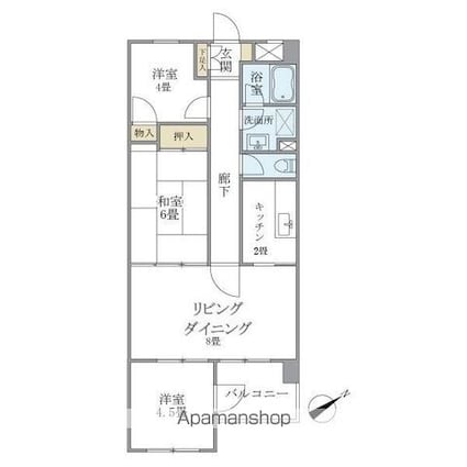 サザンクロスプラザ[3LDK/65.45m2]の間取図
