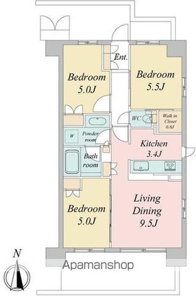 トラープランド蒼麗館[3LDK/61.8m2]の間取図