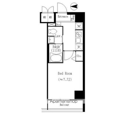 ＫＤＸレジデンス両国[1K/25.48m2]の間取図