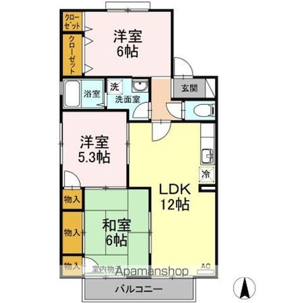エスポワール３４　Ｂ棟[3LDK/65.47m2]の間取図