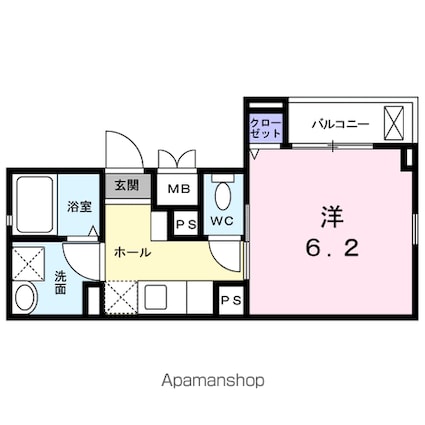 メゾンせせらぎ[1K/23.22m2]の間取図