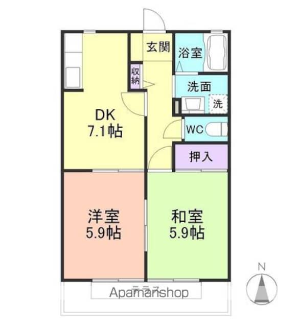 和歌山県和歌山市布引[2DK/44.8m2]の間取図