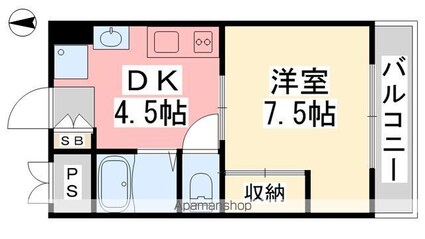 アヴァンセ樽味[1DK/25.5m2]の間取図