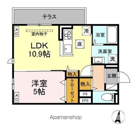 トリシア東和田　Ｗ棟[1LDK/40.29m2]の間取図