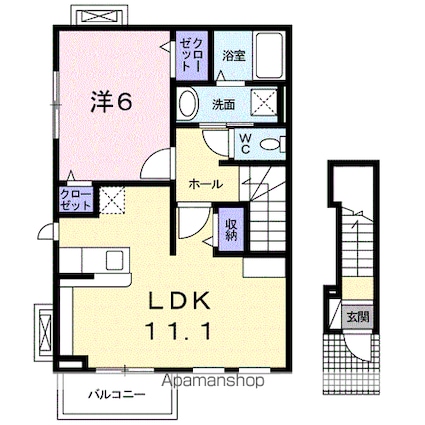 ジェルメ・Ｎ[1LDK/46.09m2]の間取図
