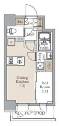 グランカーサ三ノ輪Ⅱ[1DK/25.31m2]の間取図