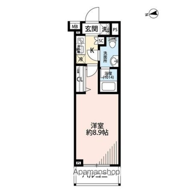 プレール・ドゥーク三軒茶屋[1K/25.48m2]の間取図