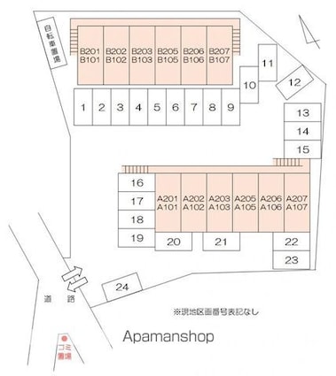 コーポラス阿部Ａ棟[1K/23.74m2]の配置図