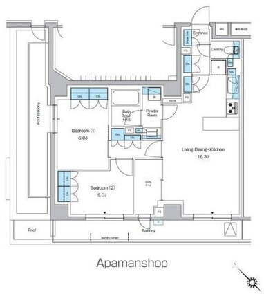プレディアコート西葛西[2LDK/69.88m2]の間取図