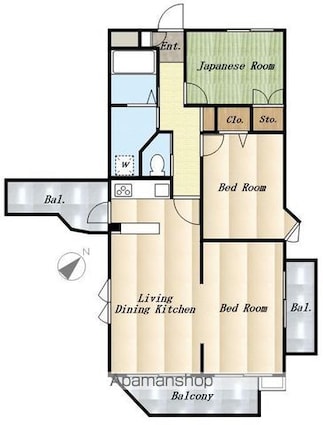 東京都三鷹市上連雀２丁目[3LDK/65.07m2]の間取図