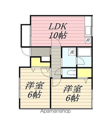 ヒューゲル美和台[2LDK/48.02m2]の間取図