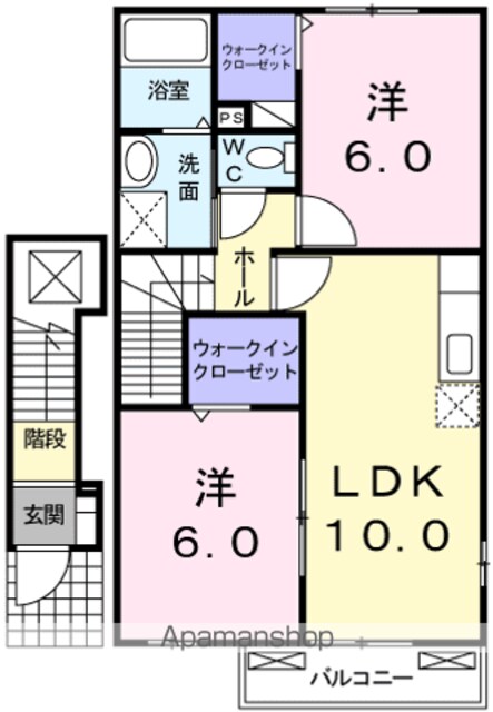 ぐらーん　ぼぬぅる　Ｂ[2LDK/54.85m2]の間取図