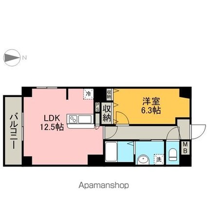 ＰーＳＱＵＡＲＥ　Ｓｈｕｍｏｋｕ[1LDK/46.46m2]の間取図