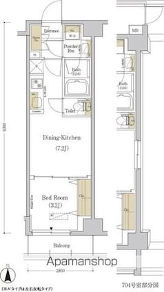 アーバネックス菊川[1DK/26.5m2]の間取図