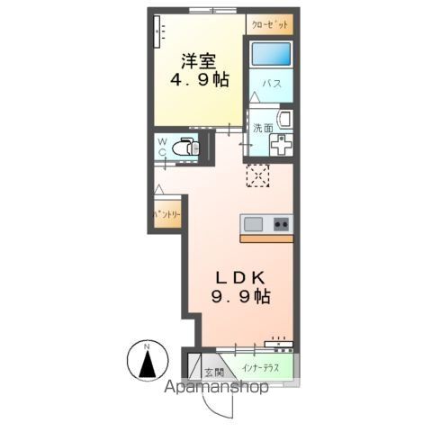 鹿嶋市大字鉢形のアパートの間取り