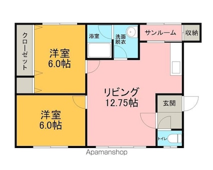 メゾンクローバーＡ[2LDK/68.67m2]の間取図