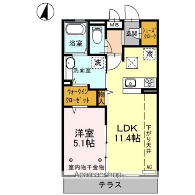 Ｌｉｎｘ　Ｐａｒｋ　Ｓｉｄｅ　リンクス　パーク　サイド[1LDK/41.53m2]の間取図